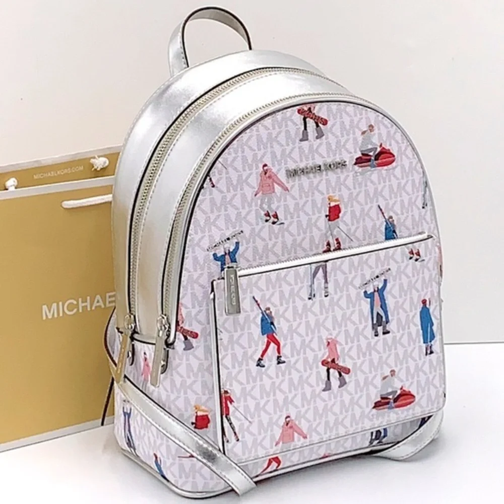 MICHAEL KORS ADINA MEDIUM BACKPACK BRIGHT WHITE MULTI COLOR